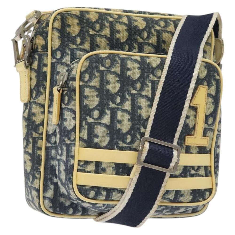 DIOR Trotter Canvas Shoulder Bag Navy Gold